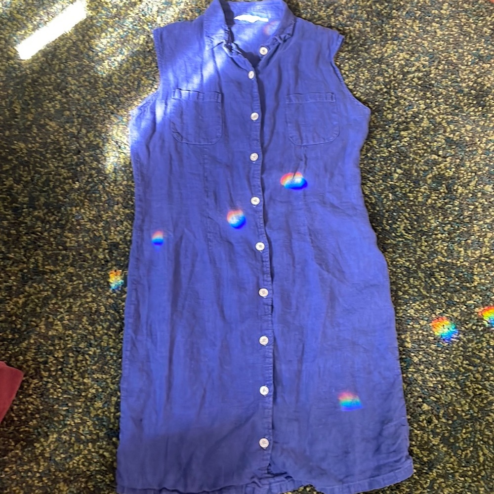 Liz and Jane 90s pre-shrunk linen dress indigo blue